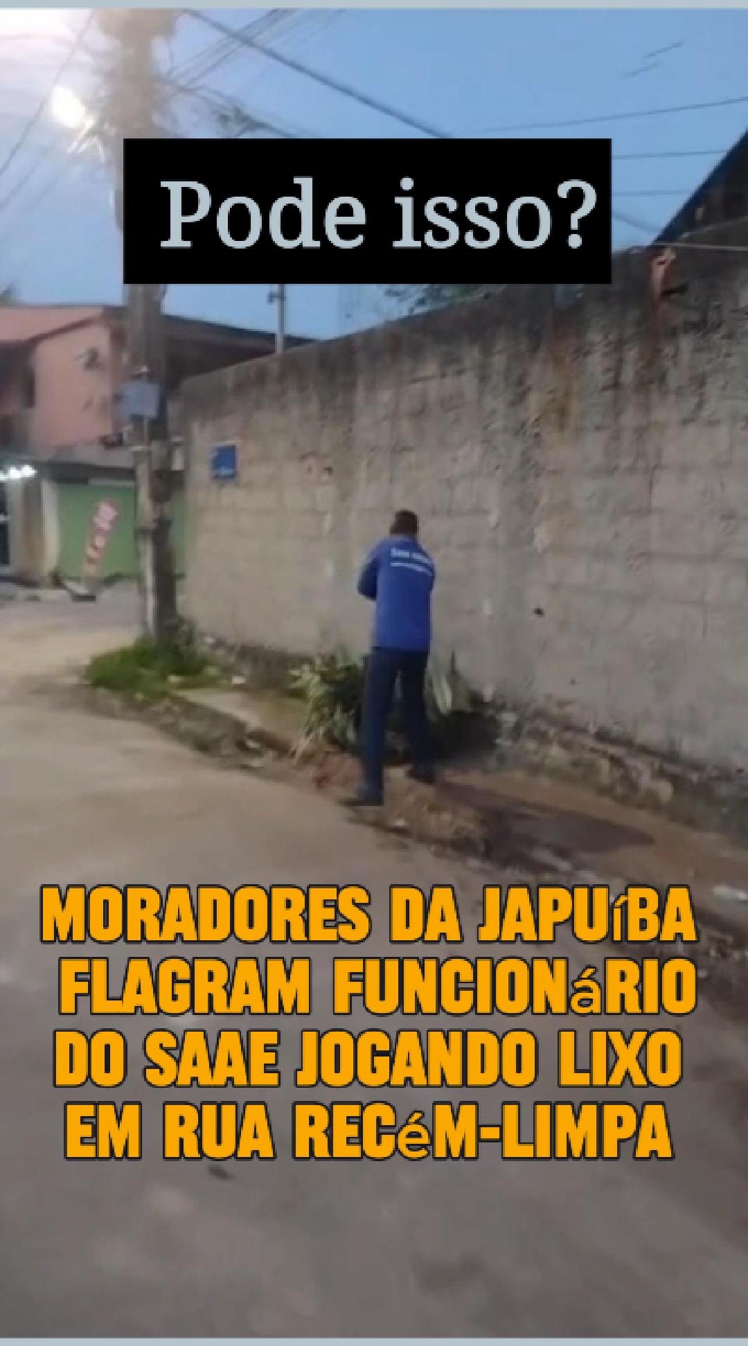 Moradores da Japuíba flagram funcionário do SAAE jogando lixo em rua recém-limpa