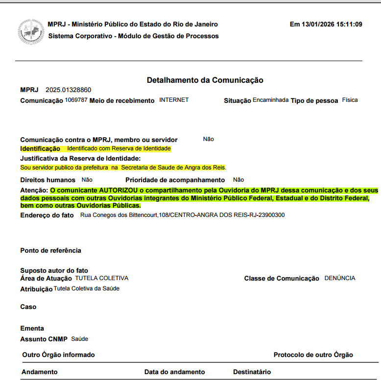 Servidor pede à Justiça a suspensão e a anulação do procedimento, que a defesa classifica como retaliação à denúncia apresentada ao Ministério Público