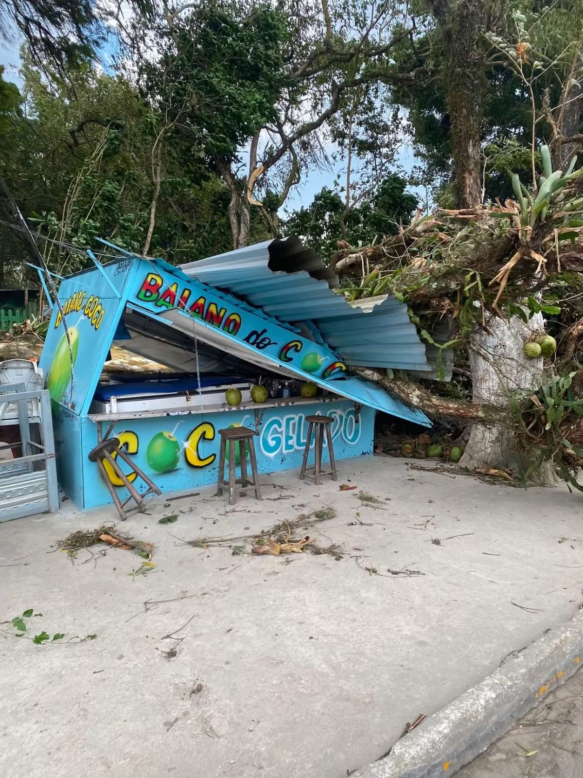 Quiosque derrubado por árvore em Paraty!